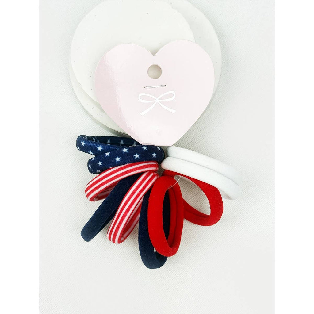Love and Repeat - USA Theme and Solid Combined Neutral Tone Hair Tie Set