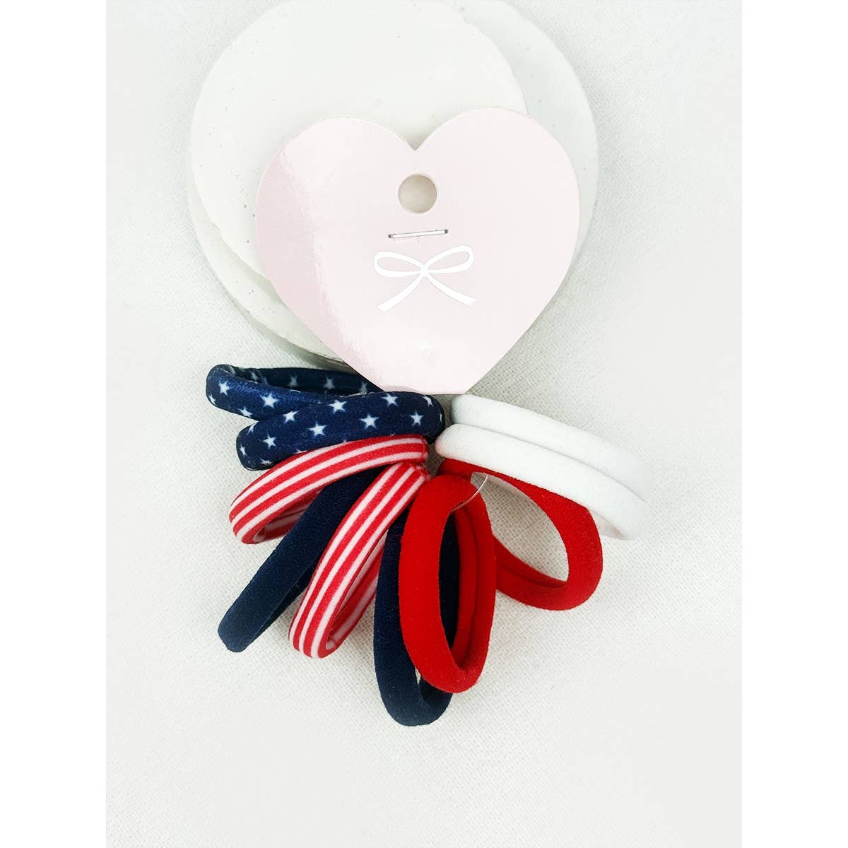 Love and Repeat - USA Theme and Solid Combined Neutral Tone Hair Tie Set