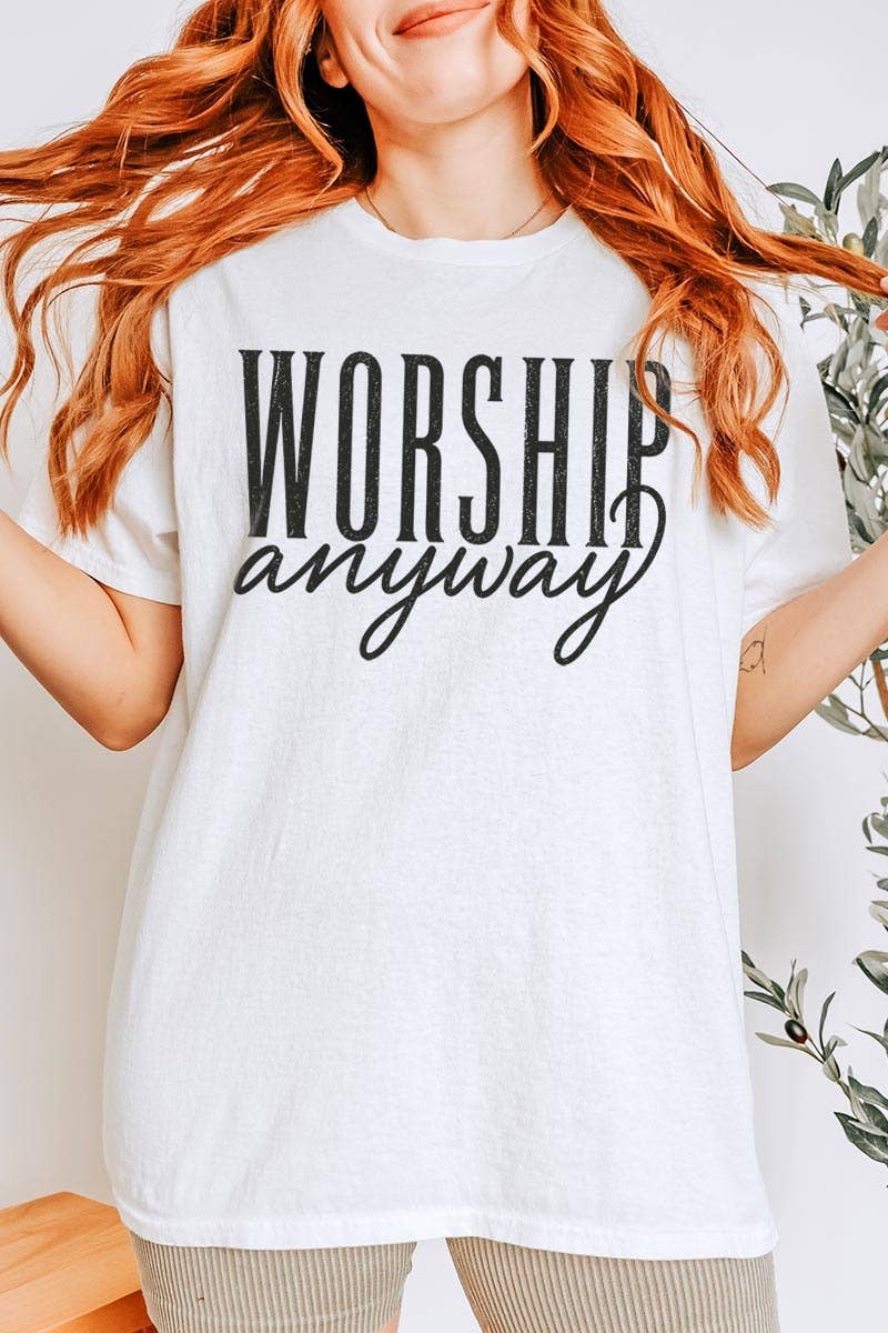 COLORBEAR - Worship Anyway Graphic Plus Heavy Cotton Tee
