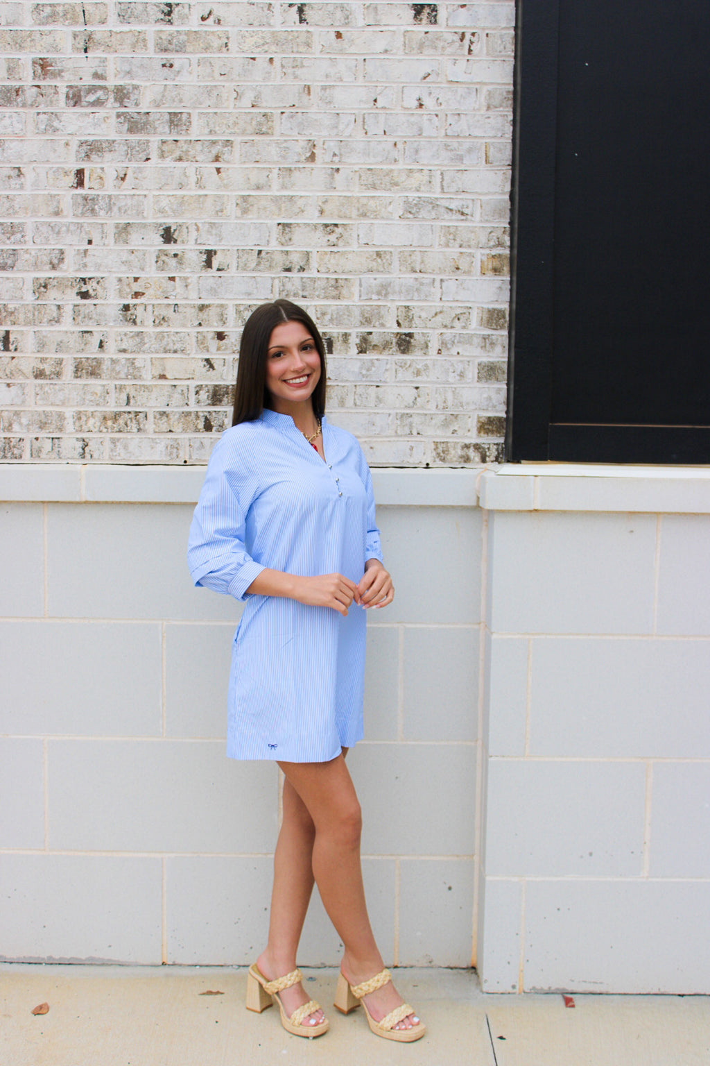 SS Blue Seersucker Dress