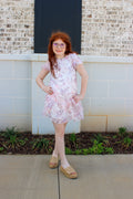 Girls Soft Organza Floral Ruffle Detail Dress