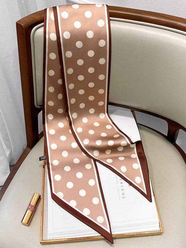 Sheer Trend - Vintage Polka-Dot Striped Printed Scarf