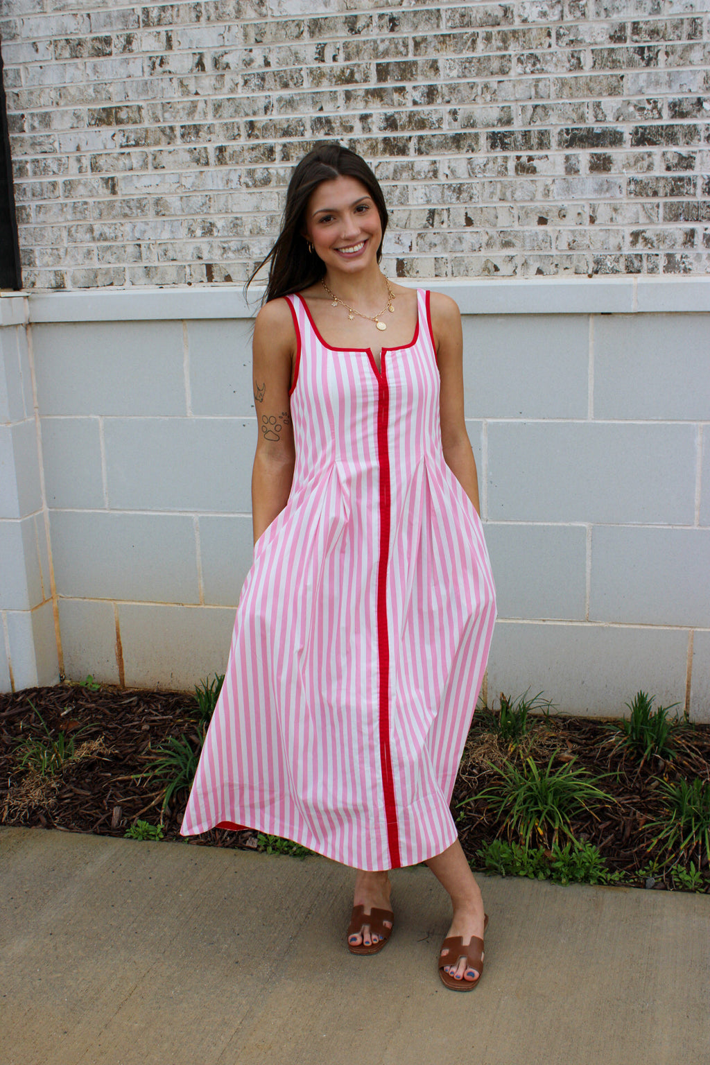 Bold Middle Striped Midi Dress