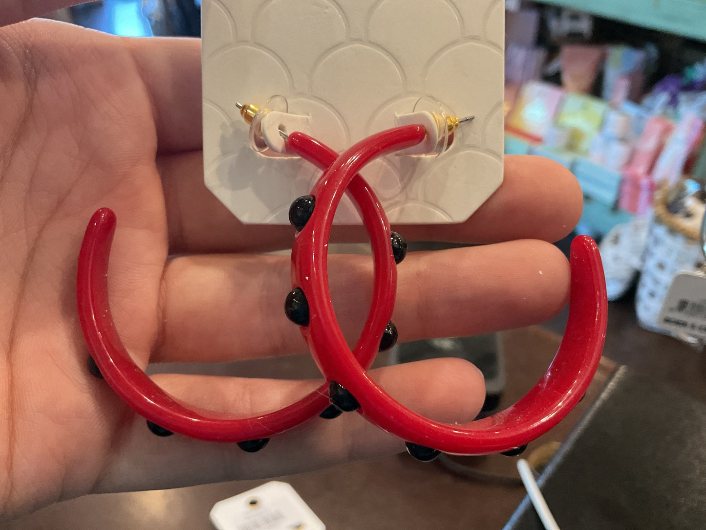 Gameday Dotted Ball Acetate Hoop Earrings