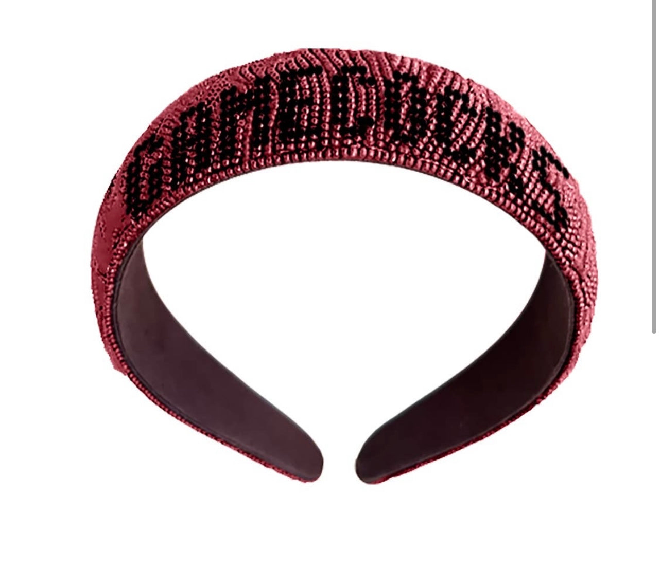 Garnet and black "Gamecocks" beaded headband.