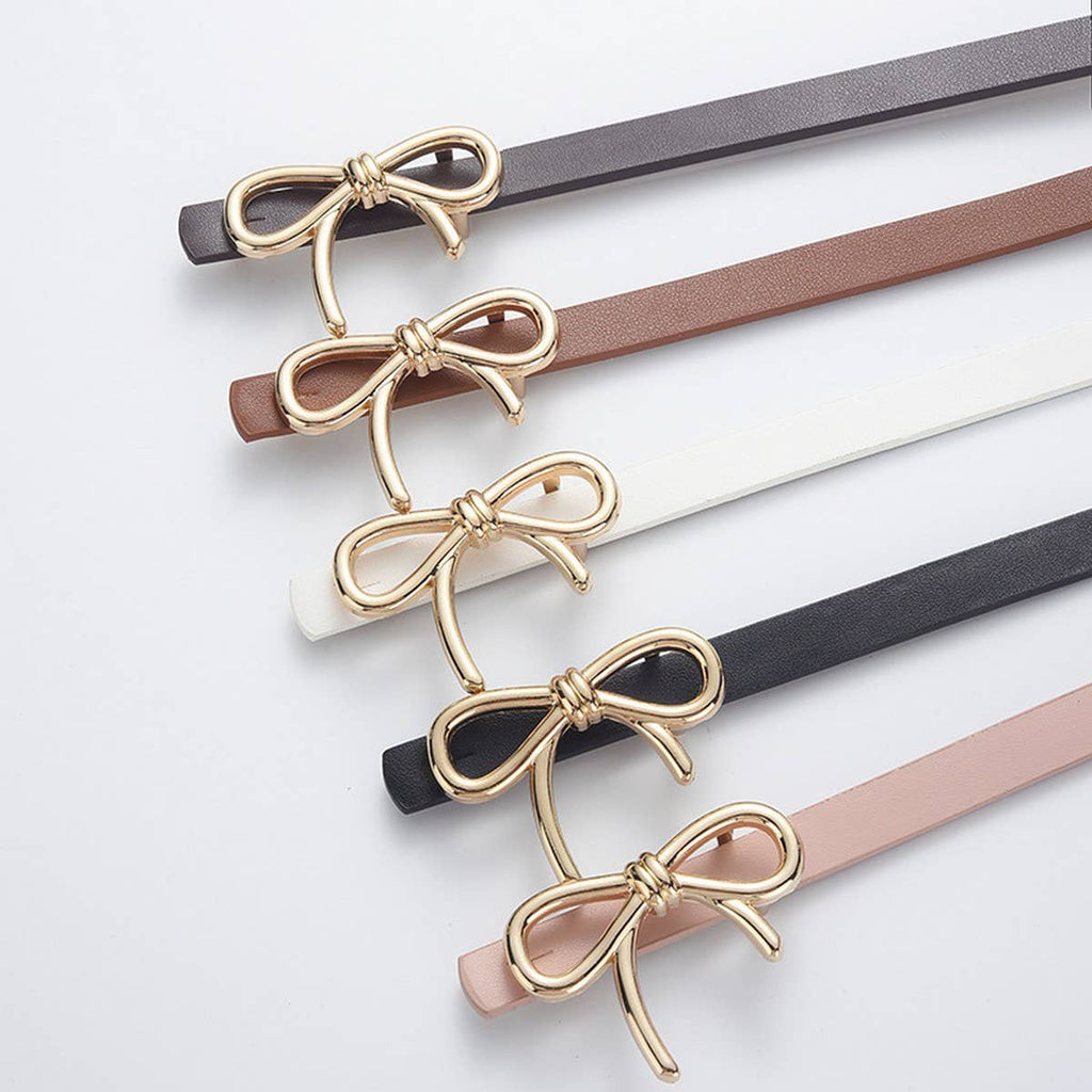 Bow Leather Skinny Belt