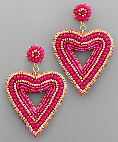Beaded Heart Earrings