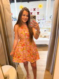 Floral button front mini dress