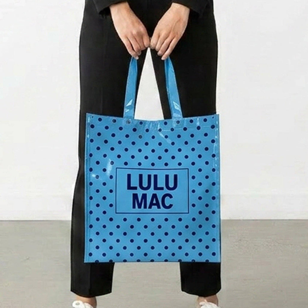 Girlie Girl Originals - LM-BG-1004 REUSABLE TOTE-LT BLUE DARK BLUE DOTS