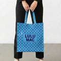 Girlie Girl Originals - LM-BG-1004 REUSABLE TOTE-LT BLUE DARK BLUE DOTS