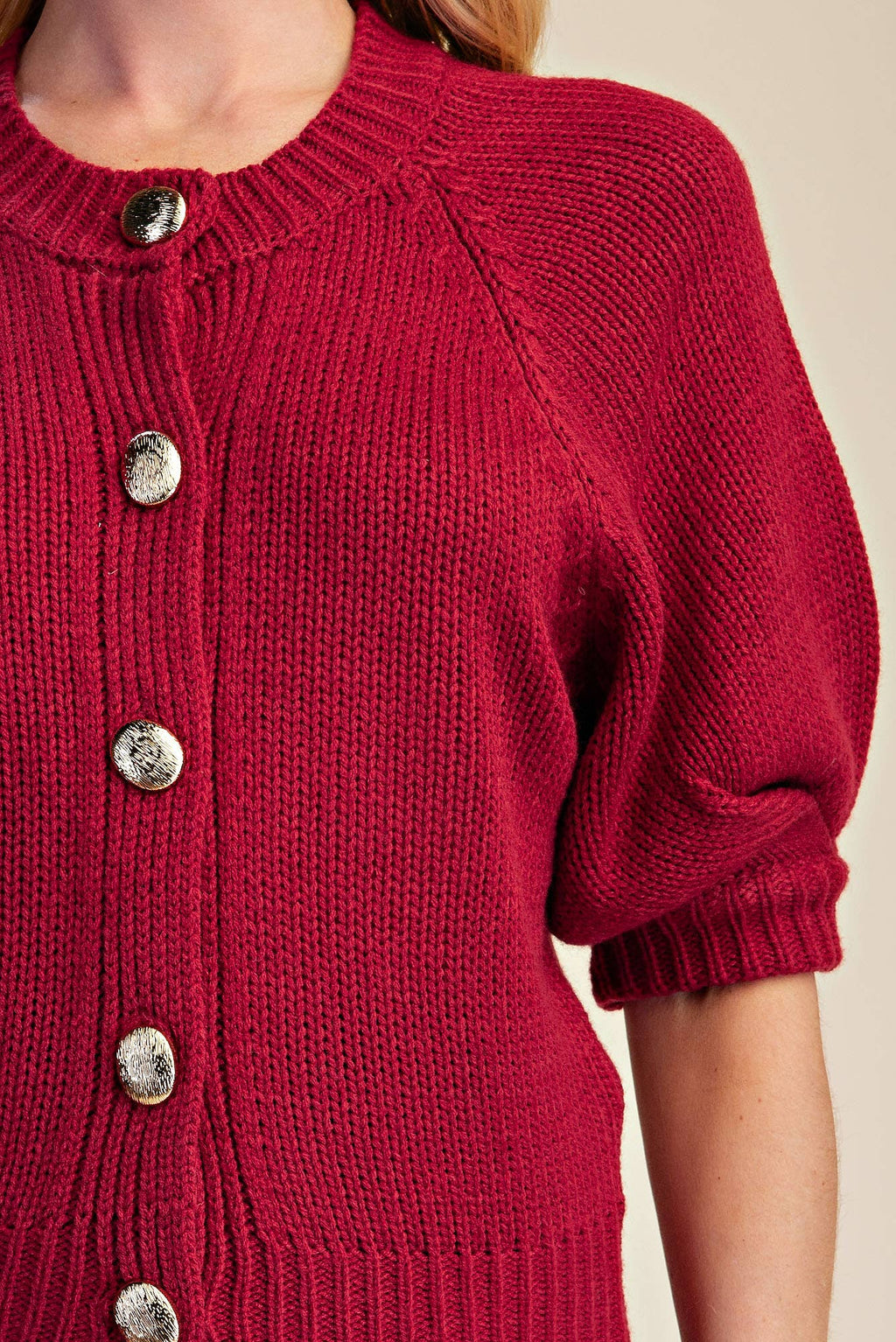 Glam - Puff Sleeve Sweater Cardigan