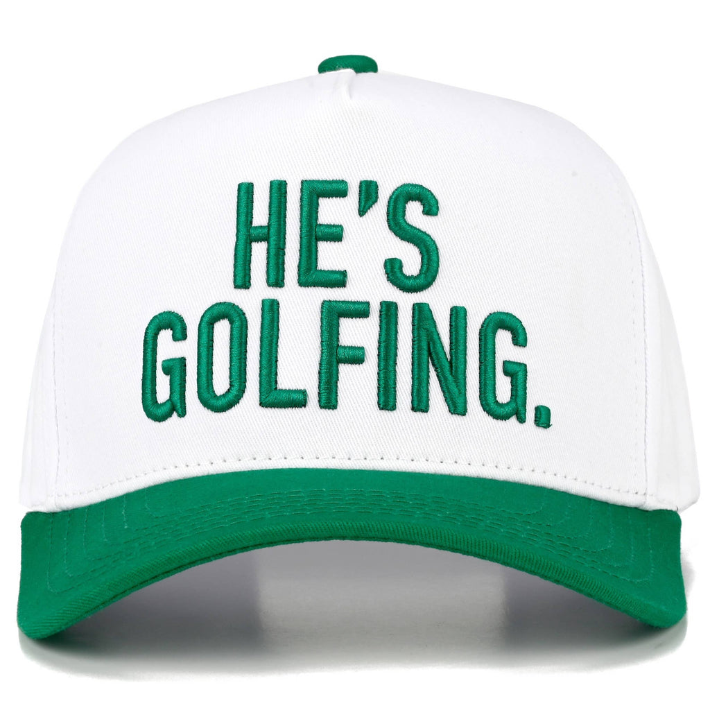 C.C HE'S GOLFING Letter Embroidered on Two Tone Trucker Hat