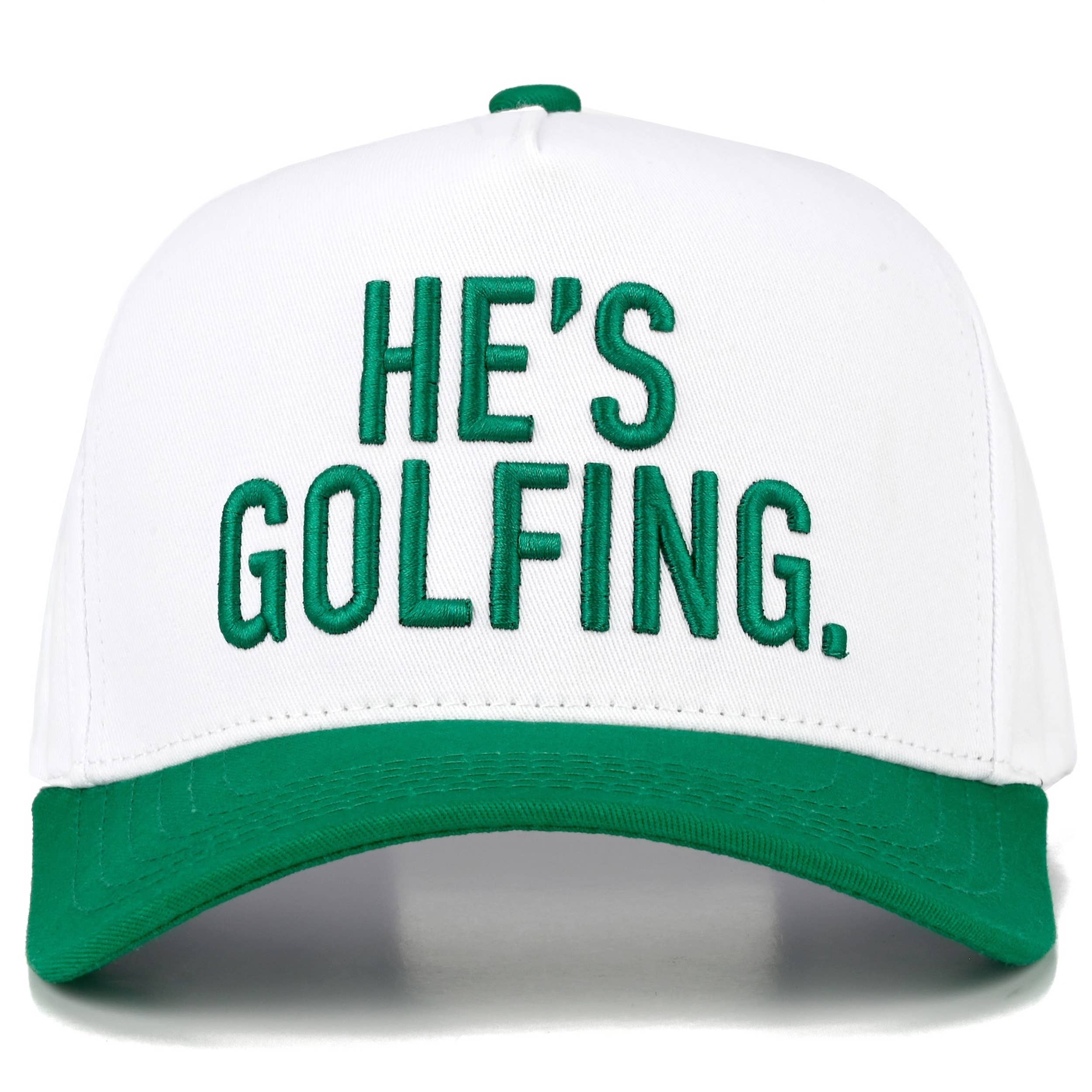 C.C HE'S GOLFING Letter Embroidered on Two Tone Trucker Hat