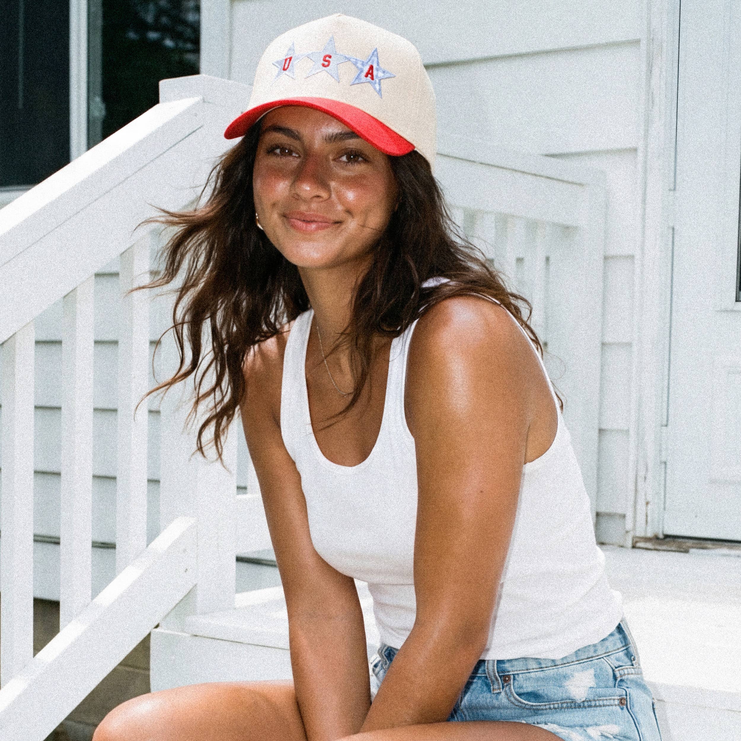 STAR USA Letter with Stars on Two Tone Trucker Hat