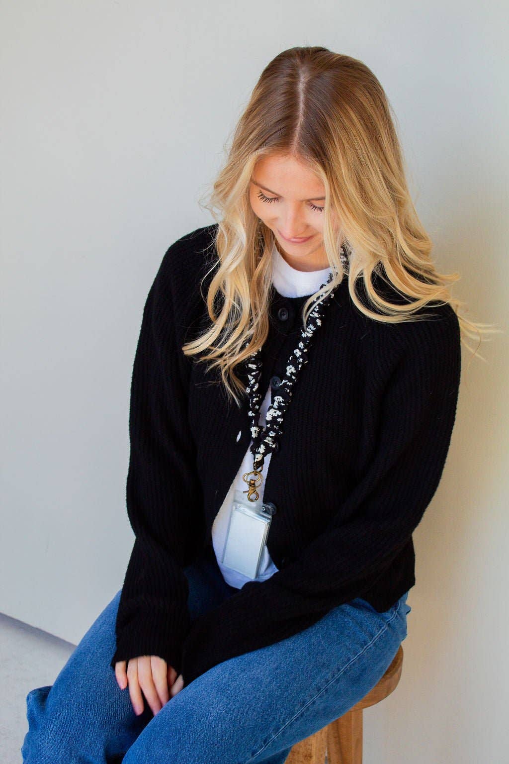 Onyx Floral Lanyard