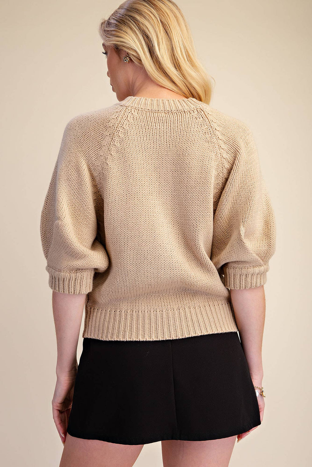 Glam - Puff Sleeve Sweater Cardigan