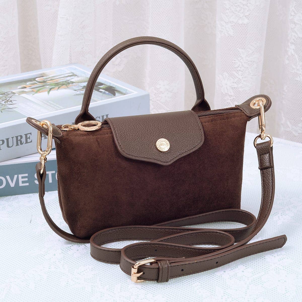 MiMi Wholesale - SD781 Hazel Suede Small Crossbody Bag