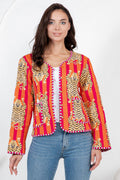 Tiger Reversible Quilted Jacket - Orange