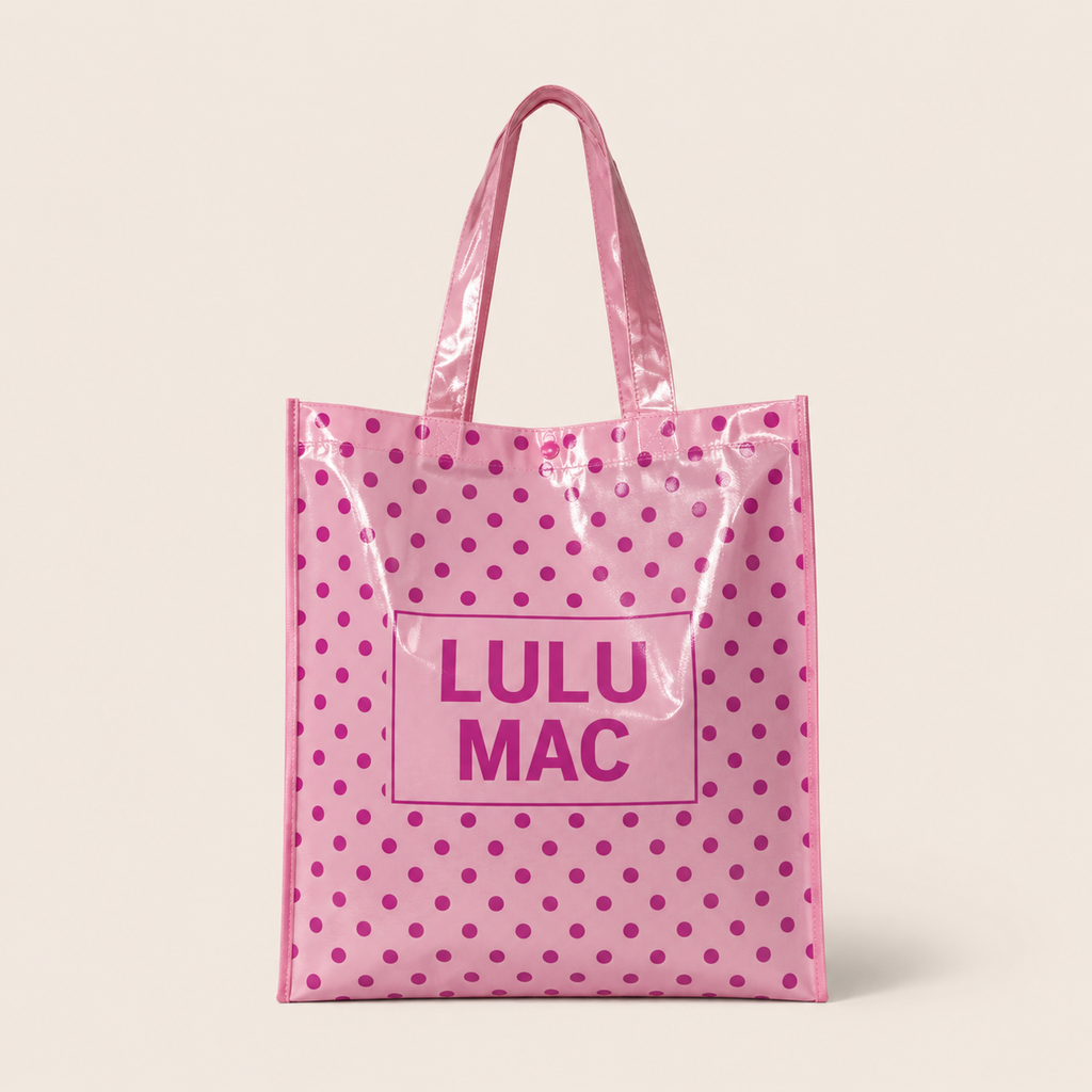 Girlie Girl Originals - LM-BG-1004 REUSABLE TOTE-LIGHT PINK HOT PINK DOT