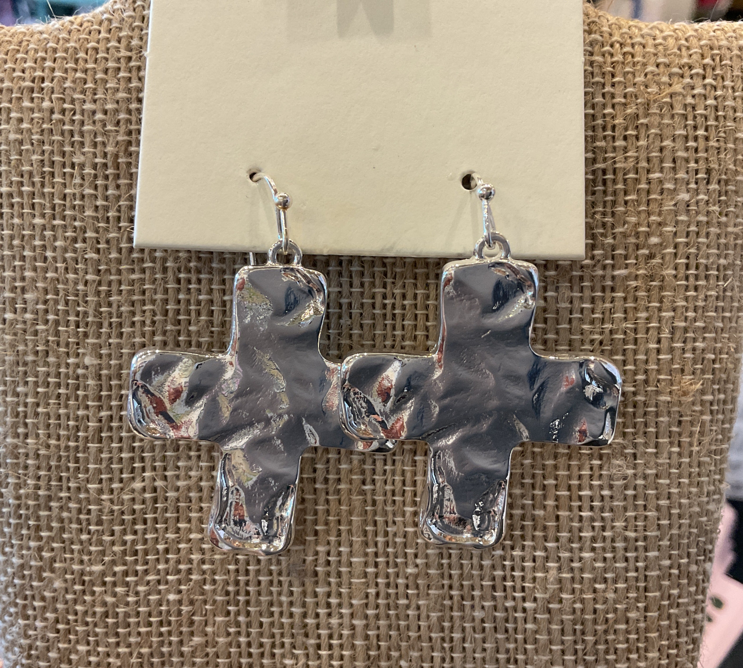 Hammered Casting Cross Earrings