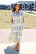 Print Flutter Sleeve Tiered Midi Dress