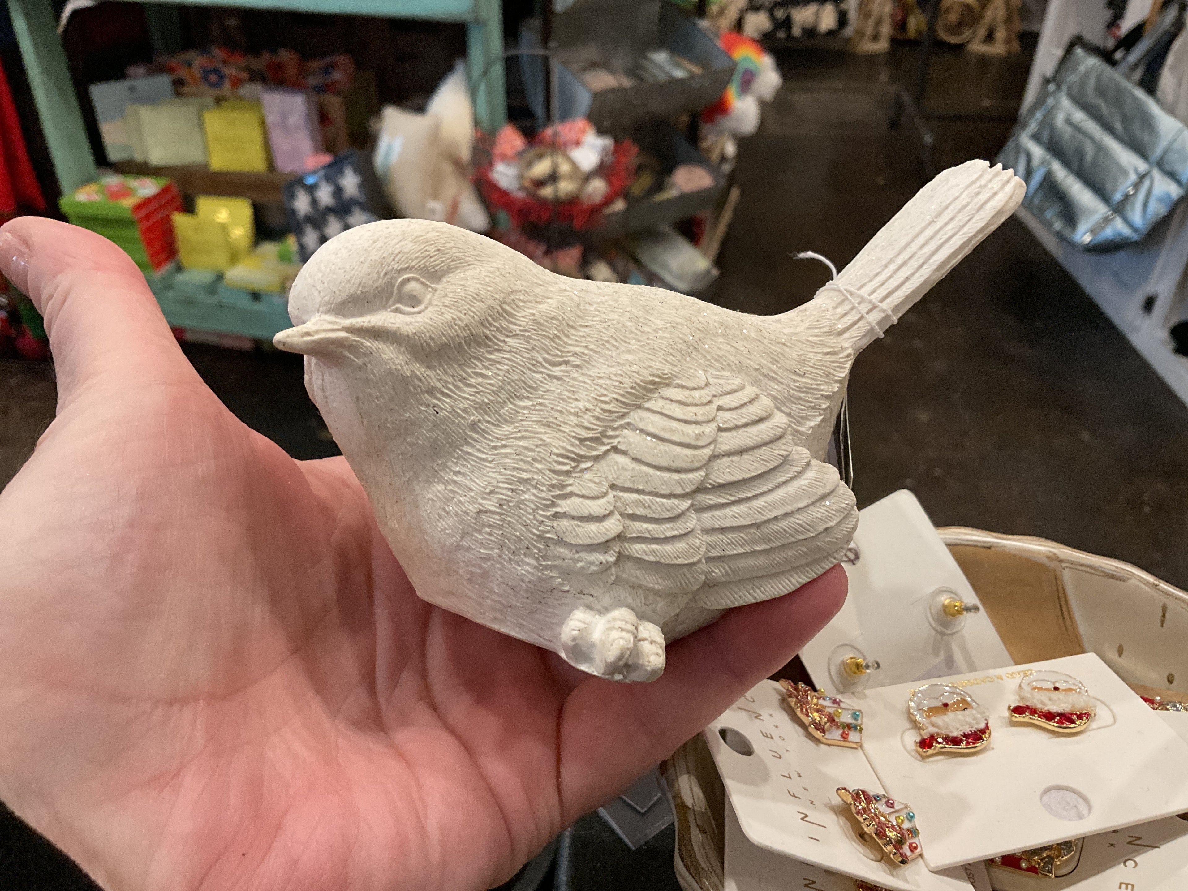 4” Distressed White Bird