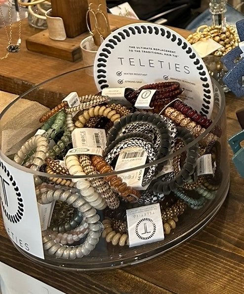 Assorted teletie hair ties.