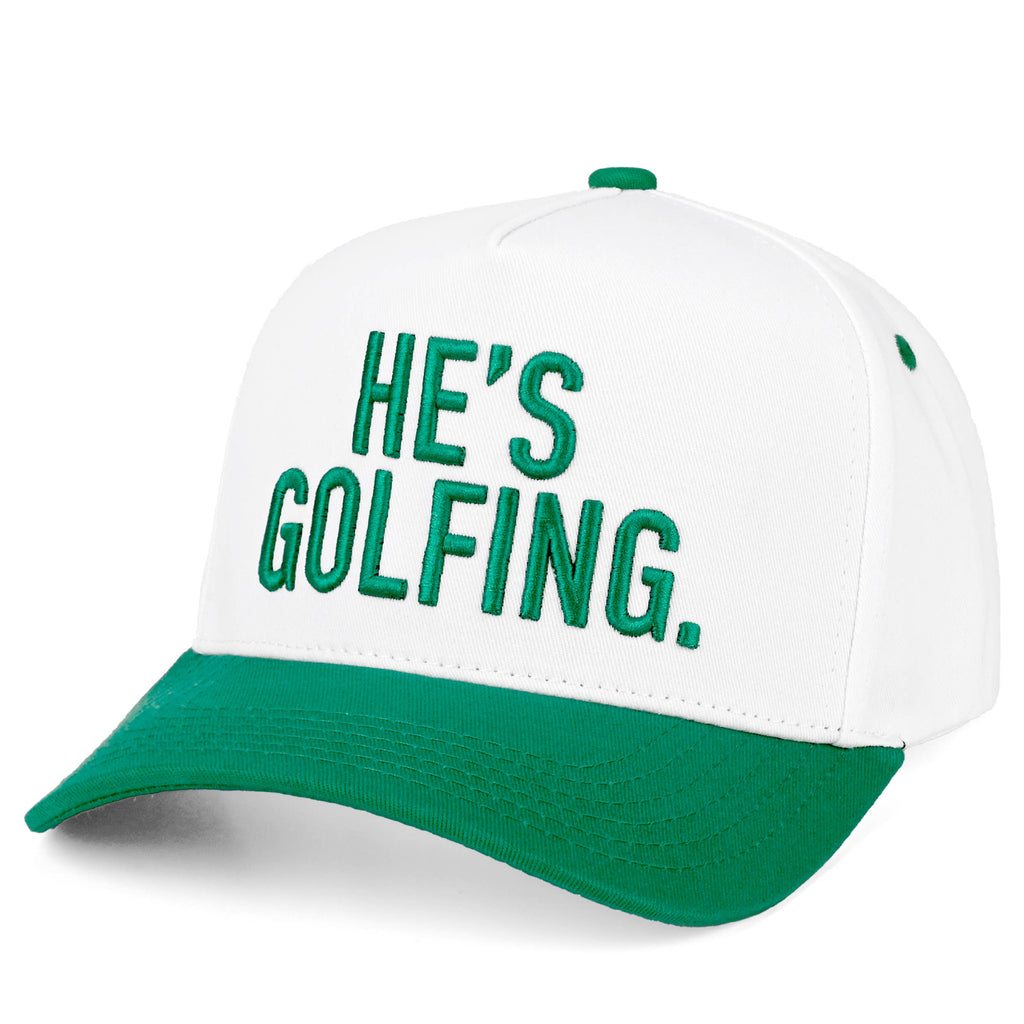 C.C HE'S GOLFING Letter Embroidered on Two Tone Trucker Hat