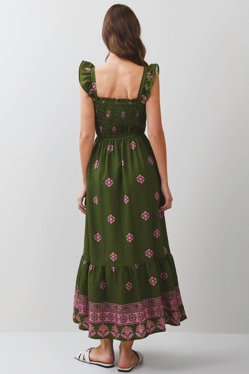 TCEC - CD07351-Smocked Border Print Maxi Dress