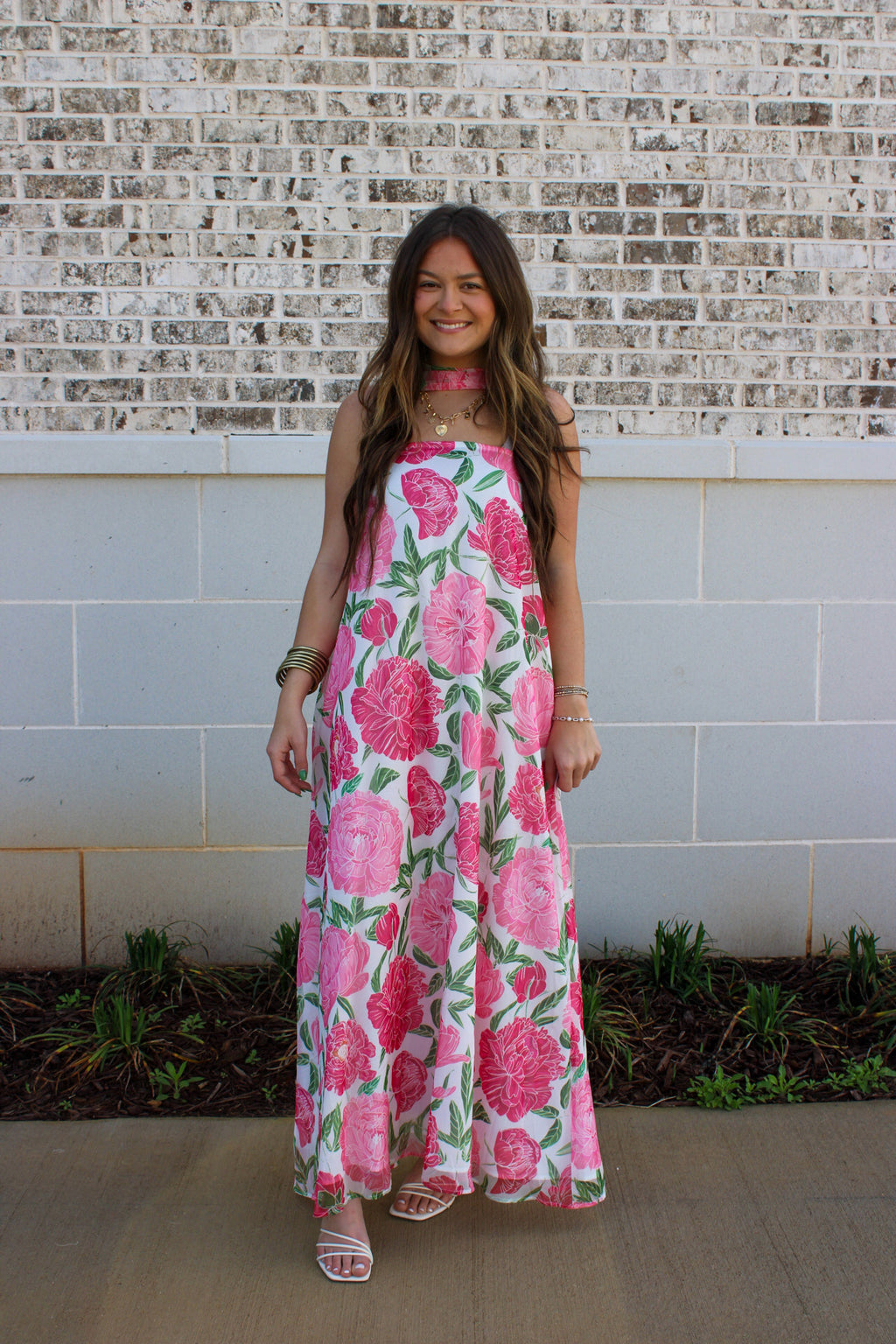 Floral Maxi Dress with Convertible Scarf