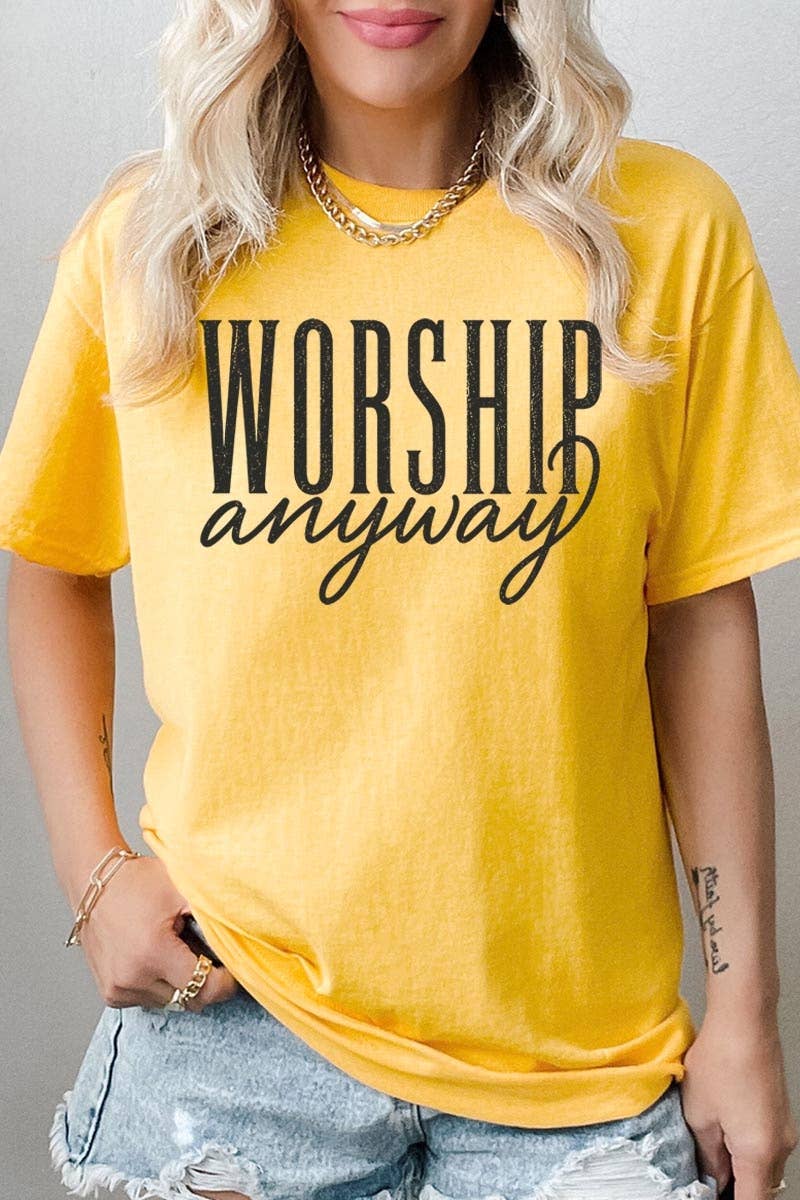 COLORBEAR - Worship Anyway Graphic Plus Heavy Cotton Tee