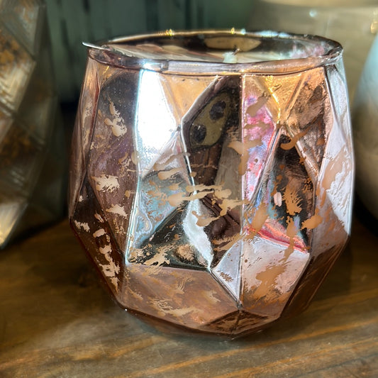 Candle in Coppery Toned Mercury Glass.