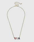 Canvas USA Enamel Necklace in Red, White, Blue, & Worn Gold