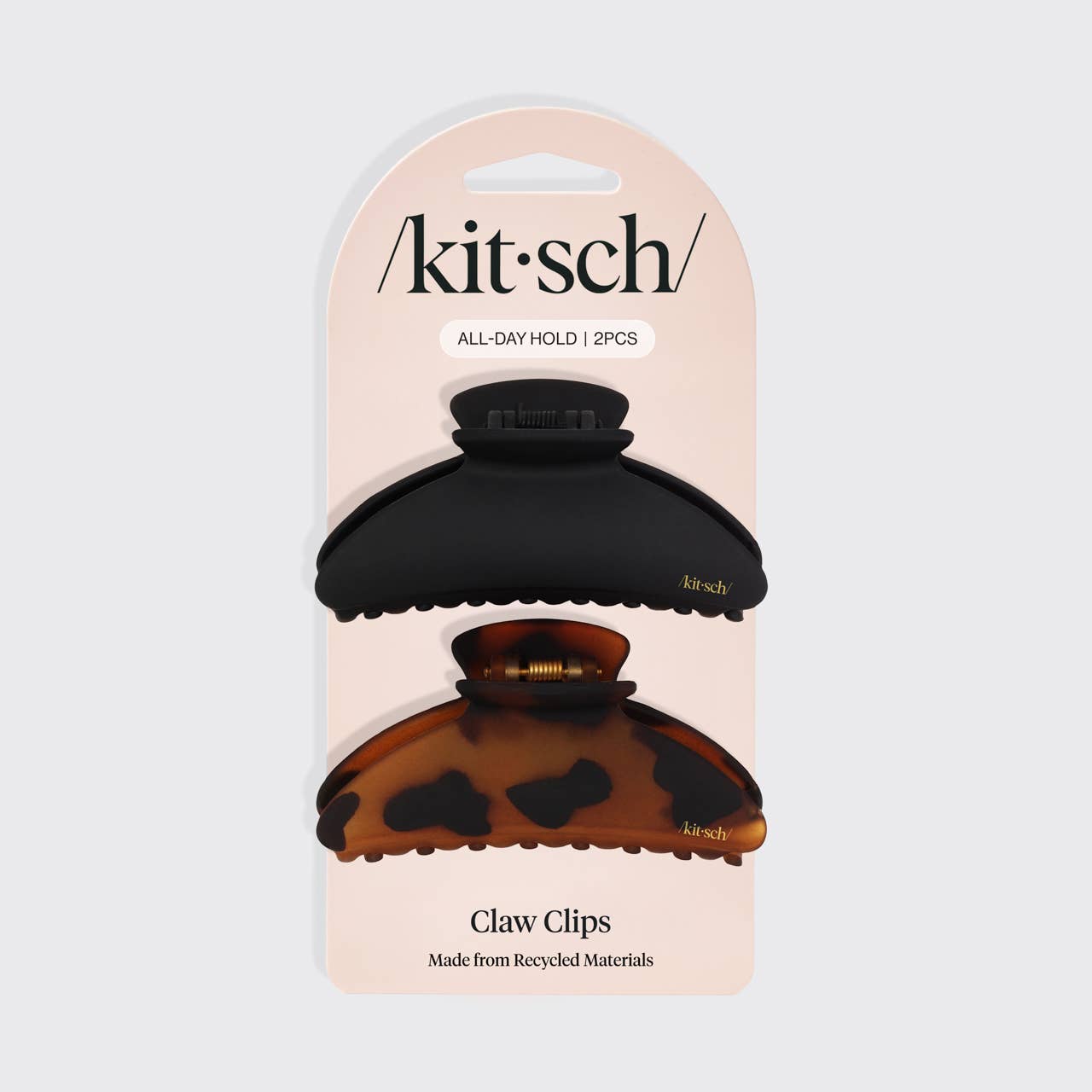 KITSCH - Recycled Plastic Medium Claw Clips 2pc - Black & Tort