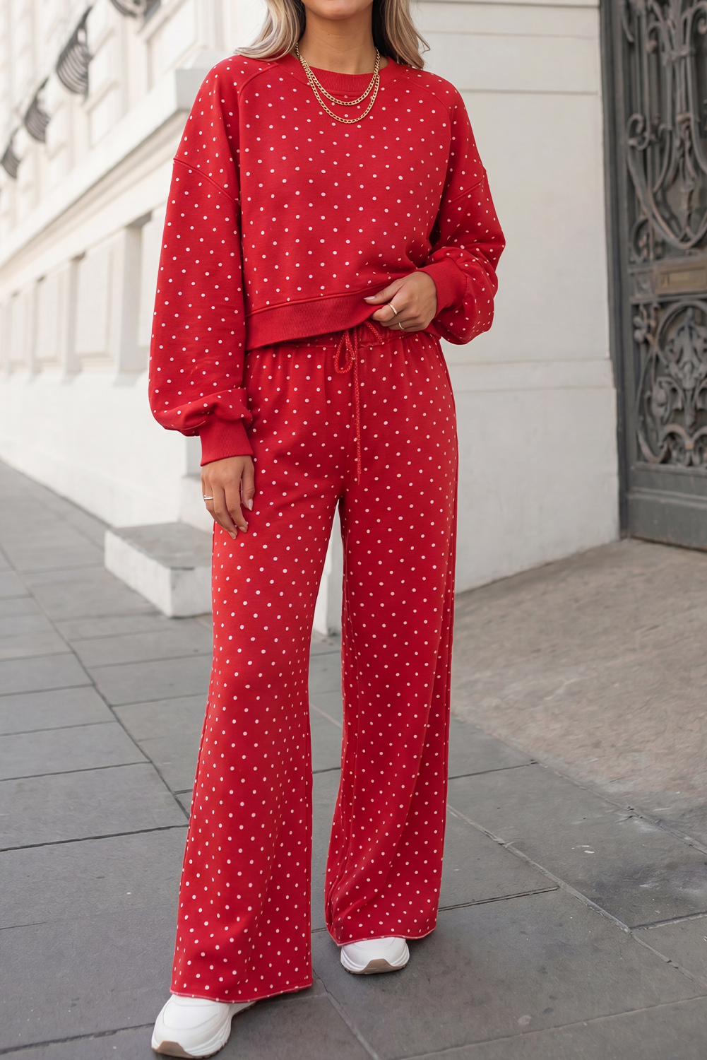 Aapparella - Polka Dot Print High Waist Pants Set | S-XL Plus 1X-4X