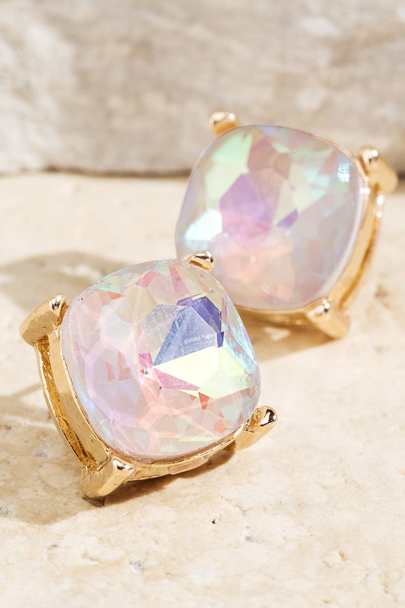 Faceted Glass Stud Earrings