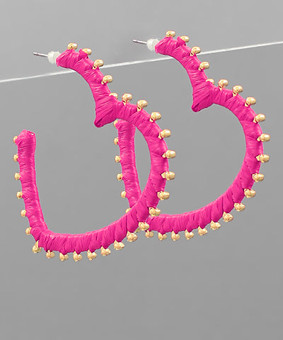 Rafia Heart Hoop Earrings