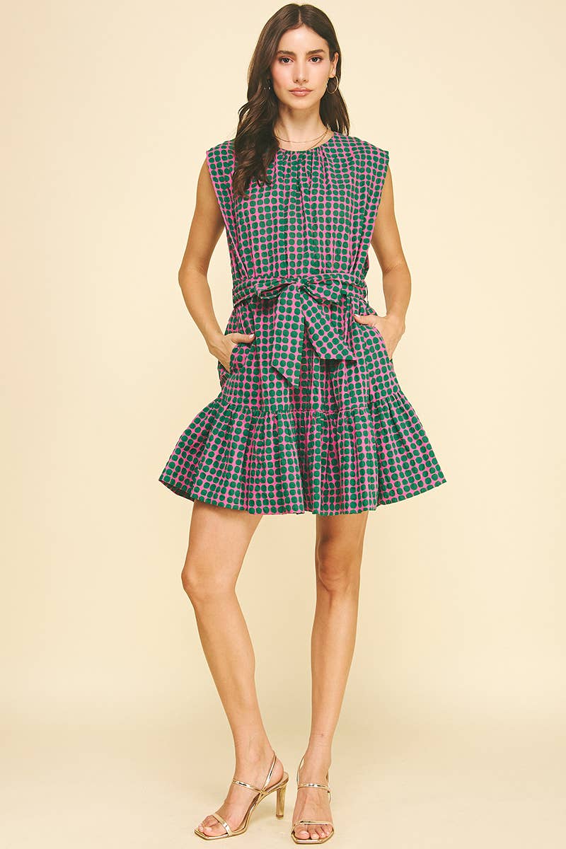 PINCH - MULTI-COLOR POLKA DOT TIERED MINI DRESS - 6867DA