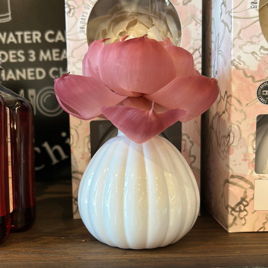 Fragrance-Filled Glass Vase & Sola Flower Diffuser.