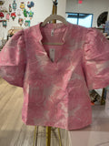 V-Neck Jacquard Top