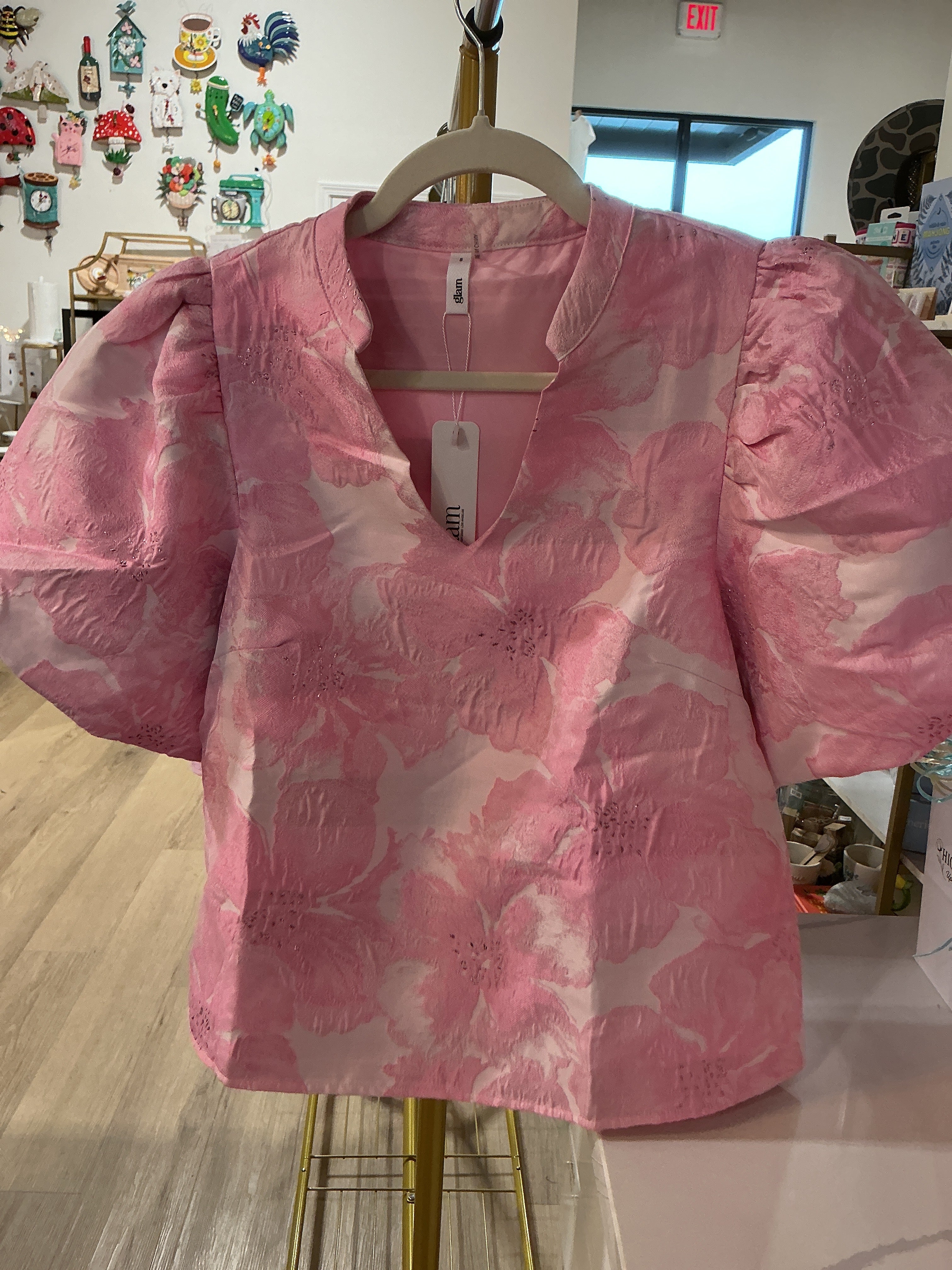 V-Neck Jacquard Top