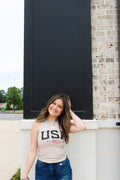 USA AMERICA GRAPHIC KNIT TANK TOP