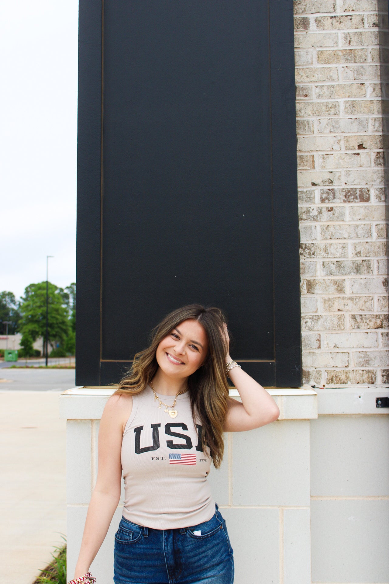 USA AMERICA GRAPHIC KNIT TANK TOP