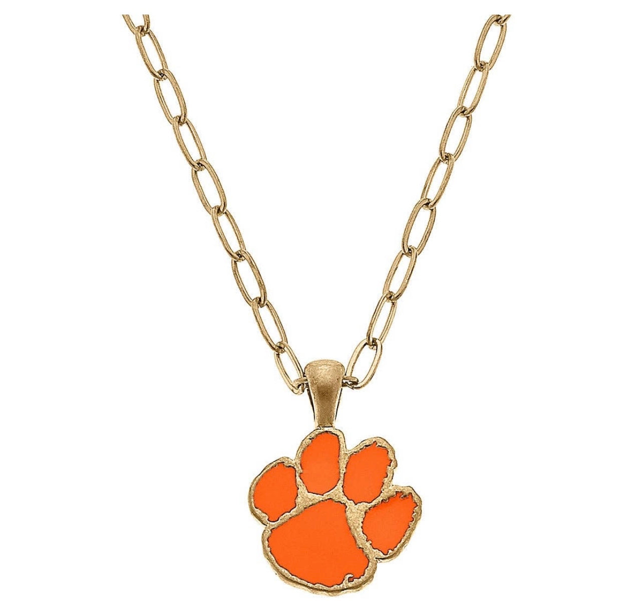 Clemson University tiger paw College Enamel Pendant Necklace.