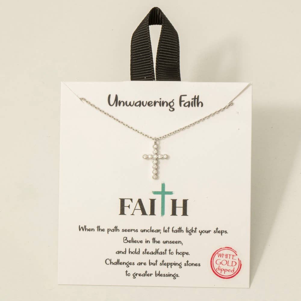 Gold Dipped Cz Pave Dainty Cross Pendant Necklace