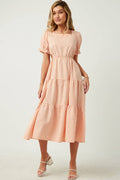 Womens Square Neck Side Cutout Tie Detail Gingham Dresss