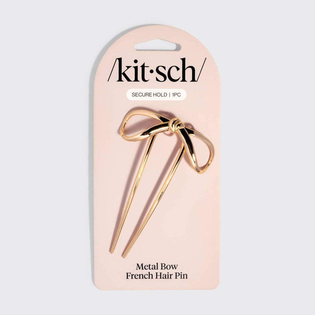 KITSCH - Mini Metal Bow French Hair Pin - Gold