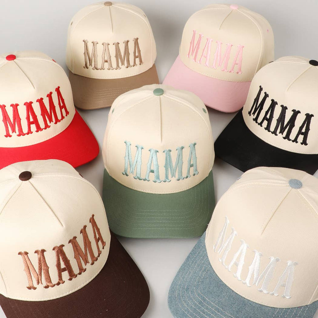 Fashion City - MAMA Typographic Design Embroidery Baseball Cap