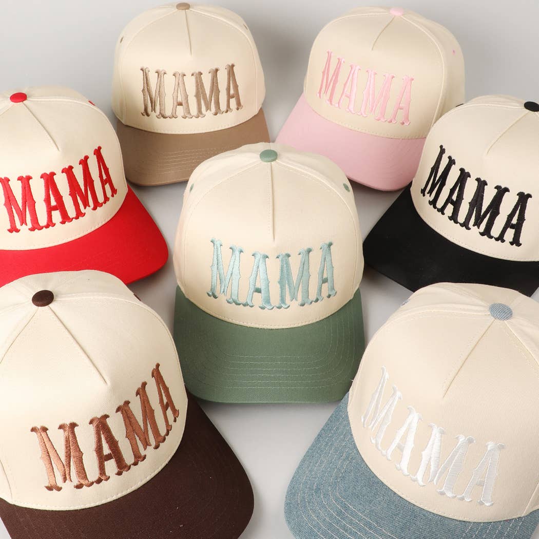 Fashion City - MAMA Typographic Design Embroidery Baseball Cap