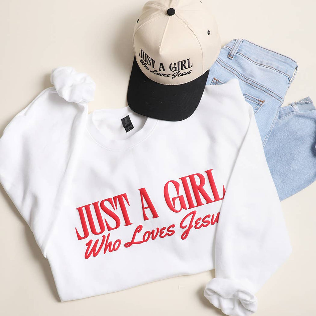 Fashion City - JUST A GIRL WHO LOVES JESUS PUFF MIDWEIGHT Sweatshirt